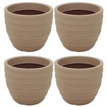 Kit 4 Vasos Inca 45cm Areia Tramontina Polietileno Flor Folhagem Varanda Jardim