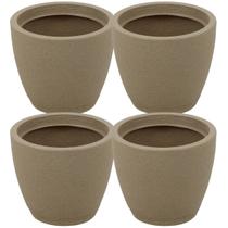 Kit 4 Vasos para Flores com Prato Asteca Tramontina Plástico 24cm Granito Areia Folhagens Plantas Kit 4 Vasos para Flores com Prato Asteca Tramontina Plástico 24cm Granito Areia Folhagens Plantas