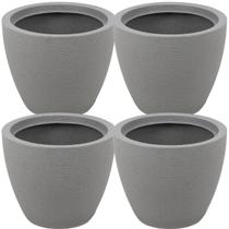 Kit 4 Vasos para Plantas Tramontina Asteca Plástico Granito Cinza Folhagens Flores Jardim Casa