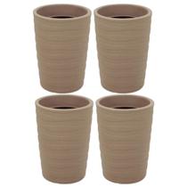 Kit 4 Vasos para Plantas Tramontina Grego Flores Folhagens 50cm em Polietileno Granito Areia