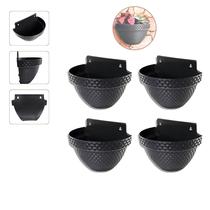 Kit 4 Vasos Parede Meia Lua Herbario Flores Anti-Dengue Plantas Suculentas 3L Ervas Aromaticas Preto Kit 4 Vasos Parede Meia Lua Herbario Flores Anti-Dengue Plantas Suculentas 3L Ervas Aromaticas Preto