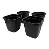 Kit 4 Vasos Plantas Plástico Preto 900ml Decoração Jardim Mudas Rosas Kit 4 Vasos Plantas Plástico Preto 900ml Decoração Jardim Mudas Rosas