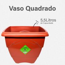 Kit 4 Vasos Quadrados Grande Terracota 5,5 Litros Extra Forte