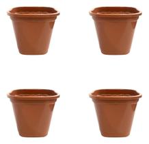 Kit 4 Vasos Terracota Quadrado Jardim Vaso Planta Mudas Rosas Decoração Luxo
