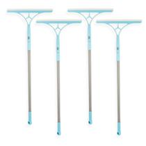 Kit 4 Vassoura Mágica Silicone Rodo Mop Limpeza Piso Vidro Multiuso Extensível Tira Pelo Chão Banheiro 2 em 1 Janela