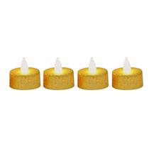 Kit 4 Velas Eletrônicas Glitter Dourado Natal Led 4cm - Magizi