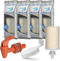 Kit 4 Velas Esterilizante Tripla Ação Stefani Para Filtros Barro 1 Boia 1 Torneira Click Marrom