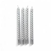 Kit 4 Velas Metalicas Cinzas Elegantes Para Castiçal 18 cm