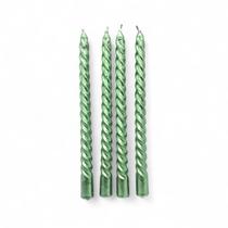 Kit 4 Velas Metálicas Verdes Elegantes Para Castiçal 18 cm