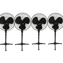Kit 4 Ventilador Silencioso Pedestal 127V Preto Ajustável