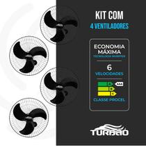 Kit 4 Ventiladores de Parede Turbão 60cm Bivolt Oscilantes 200W Alta Potência Kit 4 Ventiladores de Parede Turbão 60cm Bivolt Oscilantes 200W Alta Potência