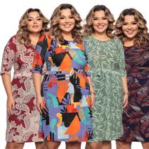 kit 4 Vestido Cordinha Manga 3/4