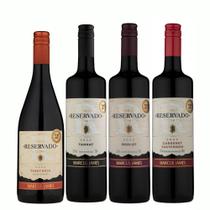 Kit 4 Vinho Tannat, Merlot, Pinot Noir e Cabernet Sauvignon Marcus James