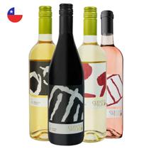 Kit 4 Vinhos Chilenos Pinot Noir Rosé Carmenere Sauvignon Blanc e Branco Suave Cuentos del Fuego