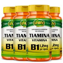 KIT 4 VITAMINA B1 TIAMINA - 60 Cápsulas 500mg UNILIFE