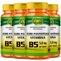 KIT 4 VITAMINA B5 ÁCIDO PANTOTÊNICO - 60 Cápsulas 500mg UNILIFE