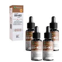 Kit 4 Vitamina D3 2000ui + K2 Liquida 4x30ml Floral Ervas do Brasil