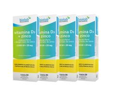 Kit 4 Vitamina D3 + Zinco 2.000 UI + 20mg Com 30 Cápsulas