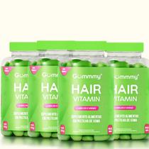 Kit 4 Vitamina Hair cabelos e unhas Gummmy 120 Gomas 720g sabor Maçã Verde