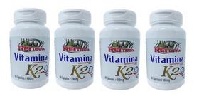 Kit 4 Vitamina K2 Mk7 480mg 60 Cápsulas Menaquinona 65mcg