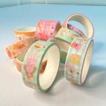 Kit 4 washi tape estampada fita decorativa papelaria divertida escolar - Filó Modas