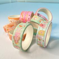 Kit 4 washi tape estampada fita decorativa papelaria divertida escolar