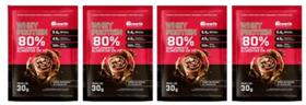 Kit 4 Whey Protein 80% 30g Growth Chocolate Com Milk Shake