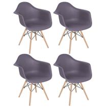 KIT - 4 x cadeiras Charles Eames Eiffel DAW com braços - Base de madeira clara -