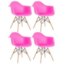 KIT - 4 x cadeiras Charles Eames Eiffel DAW com braços - Base de madeira clara - - Mobili