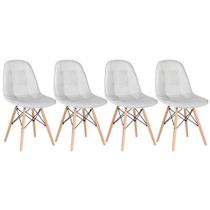 KIT - 4 x cadeiras estofadas Eames Eiffel Botonê - Base de madeira clara