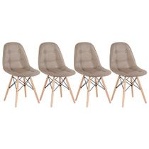 KIT - 4 x cadeiras estofadas Eames Eiffel Botonê - Base de madeira clara - Loft7