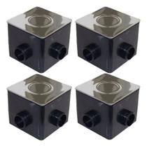 Kit 4 X Caixa De Passagem Quadrada Com Regulagem Tampa Inox