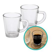 Kit 4 Xicara Caneca Copo De Vidro Transparente Café Chá Cappuccino Alça 70ml Kit 4 Xicara Caneca Copo De Vidro Transparente Café Chá Cappuccino Alça 70ml