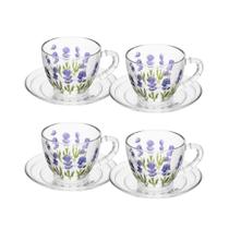 Kit 4 Xícara de Café com Pires Lavanda Hand Painting 80ml Cristal Ecológico - Lyor Kit 4 Xícara de Café com Pires Lavanda Hand Painting 80ml Cristal Ecológico - Lyor