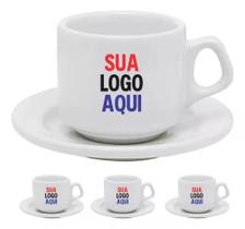 Kit 4 Xícaras Café Personalizada Logo Marca Porcelana 180 Ml