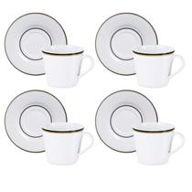 Kit 4 Xícaras de Chá Tramontina Sienna 185ml Porcelana com Pires