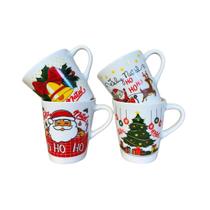 Kit 4 Xícaras De Porcelana Natal 120 ml