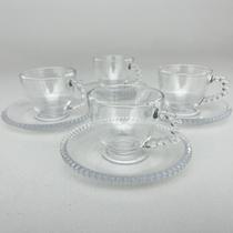 Kit 4 Xícaras e Pires Café 80ml Cristal Pearl Bolinhas Wolff Kit 4 Xícaras e Pires Café 80ml Cristal Pearl Bolinhas Wolff