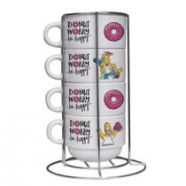 Kit 4 xícaras Simpsons com Torre de metal