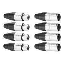 KIT 4 XLR Canon Macho 3 Pinos SCSM3 + 4 XLR Femea SCSF3 3 Pinos Niquelado SEETRONIC Profissional KIT 4 XLR Canon Macho 3 Pinos SCSM3 + 4 XLR Femea SCSF3 3 Pinos Niquelado SEETRONIC Profissional