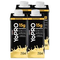 Kit 4 YoPRO Bebida Láctea UHT Banana 15g de proteínas 250ml