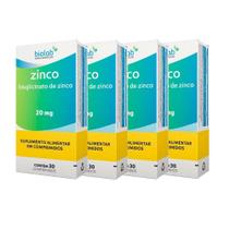 Kit 4 Zinco Quelato Bisglicinato 20mg 30 Comprimidos Biolab