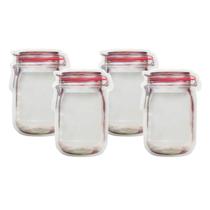 Kit 4 Zip Lock Pote de Saco Reutilizável Bags Desenho