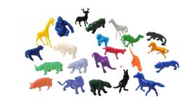 Kit 40 Animais Zoológico Colorido Plástico Bichos Brinquedo