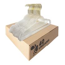 Kit 40 Cabides Acrílico Transparente Gliter e Gancho Dourado Kit 40 Cabides Acrílico Transparente Gliter e Gancho Dourado