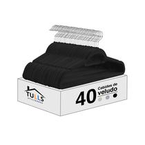 Kit 40 Cabides De Veludo Ultra Fino Antideslizante 45cm Com gravateiro