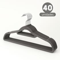 Kit 40 Cabides em Veludo Premium Antideslizante para Roupas Calça com Gancho Cromado Giratório Kit 40 Cabides em Veludo Premium Antideslizante para Roupas Calça com Gancho Cromado Giratório