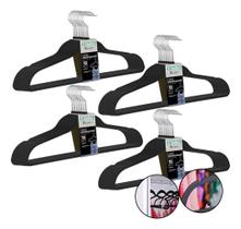 Kit 40 Cabides Emborrachado Superfino Para Casa Roupas Preto
