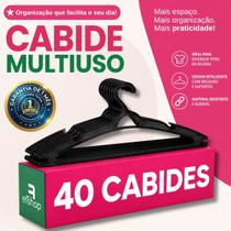 Kit 40 Cabides Organizador de Roupas Adulto Preto Kit 40 Cabides Organizador de Roupas Adulto Preto