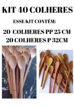 Kit 40 colheres de pau